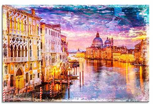 Kunstgestalten24 Leinwandbild Venedig Abstrakt Wandbild Kunstdruck Raum- u. Wanddekoration Übergrößen
