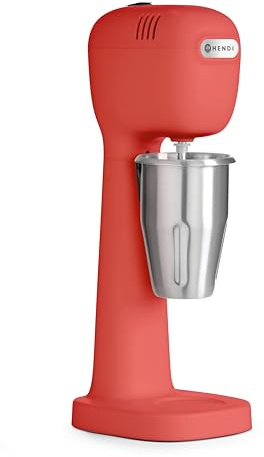 HENDI Professioneller Mixer für Getränke, BPA-frei, Belüfter für leichte Getränke, gefrorener Cappuccino, 1 Becher und 4 Rührstäbchen inklusive, 230 V/400 W, 170 x 196 x 490 mm, Rot