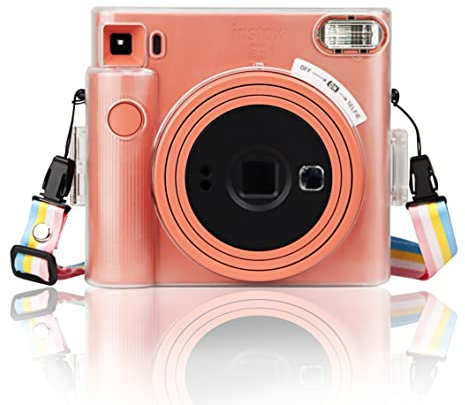 MUZIRI KINOKOO Fuji SQ1 Case Clear - Protective Case Compatible for Fuji SQ1 Square Instant Camera - with Shoulder Strap - Transparent