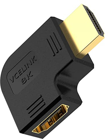 VCELINK 8K 2.1 HDMI Coudé Adaptateur 270 Degrés Rallonge HDMI Mâle Femelle Angle Droit Plaqué Or 8K@60Hz 4K@120Hz Compatible avec HDTV/PS5/Xbox/Portable/Switch