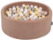 KiddyMoon Rund Bällebad Velvet Bällepool 90X30cm/300 Bälle ∅ 7Cm Ballgruben Für Babys Spielbad Kleinkinder, Hergestellt In Der EU, Wüstenrosa: Pastellbeige/Grüngrau/Pastellgelb/Weiß