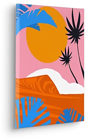 Komar Keilrahmenbild im Echtholzrahmen - Island Hopping - Größe 30 x 40 cm - Wandbild, Kunstdruck, Wanddekoration, Design, Wohnzimmer, Schlafzimmer