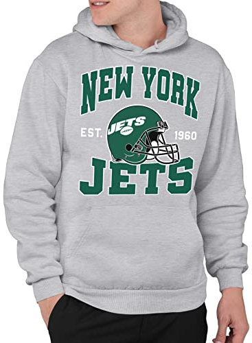 Junk Food Clothing x NFL - New York Jets - Teamhelm - Unisex Erwachsene Pullover Fleece Hoodie für Damen und Herren - Größe L