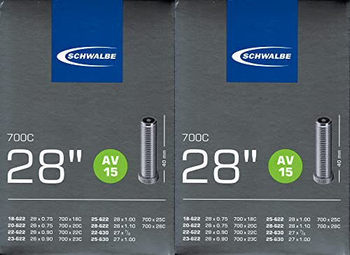 2X Schwalbe AV 15 28 Zoll Schlauch Auto Ventil