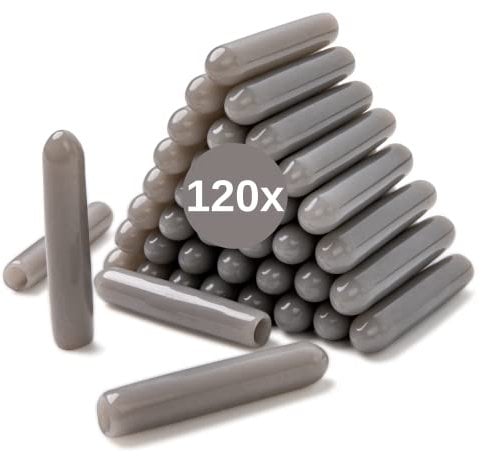 Schutzkappen für Geschirrspüler Korb, 120 Stück, aus Silikon, in Grau, 25 x Ø 5 mm, Schutz Zinken universell für die meisten Geschirrspüler, Spülmaschine Korbspitze Kappe, Ersatz Abdeckkappen Gestell