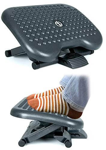 ZENO Foot Rest 3 Height Adjustable | Under Desk Foot Rest | Foot Stool with 30 Degree Tilt Angle Adjustment | Massage Surface Texture Improves Comfort for Home & Office | Black