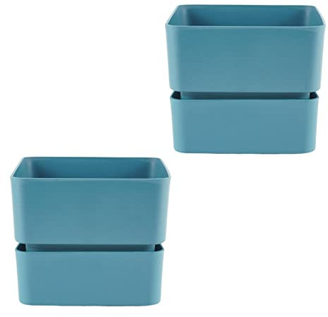 ECOMACETAS FLOWERPOT STORE Macetas Pequeñas Cuadradas de Plástico. Maceta Suculentas, Mini Macetas, con Plato Incluido. (2, 12 cm)