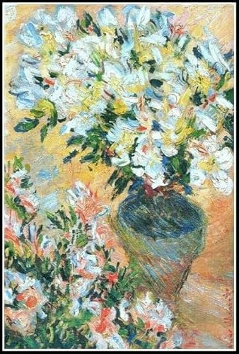 Weiße Azaleen in einem Topf, Gemälde von Claude Monet 5D-Diamant-Malerei-Set für Erwachsene und Kinder, DIY-Kunsthandwerk für Zuhause, Wanddekoration, Geburtstagsgeschenke