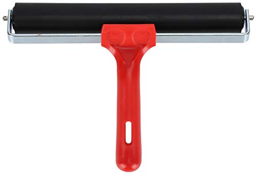 20cm Rubber Brayer Roller with 13cm(5.1in) Handle,Stainless Steel Frame | Paint and Ink Roller Tool for Stamping and Scrapbooks, Screen Print Making,Printmaking Art Craft Oil Painting Wallpapering