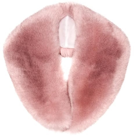 Futrzane Siberian Kragen - 20er Jahre Fellkragen Damen - Faux Fell Pelz Schal (Rosa Siberian)