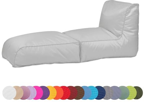 chilly pilley® Sitzsack, Faltbarer Pouf zum Sitzen und Liegen 2 in 1 – mit EPS-Füllung – Riesensitzsack – Kinder & Erwachsene – Outdoor Liegekissen Wasserfest Sitzkissen – viele Farben, Silber
