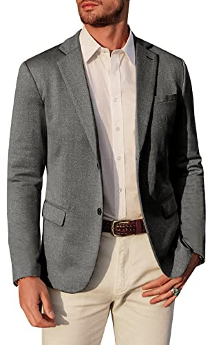 PJ PAUL JONES Men's Sporty Classic British Blazer 2 Buttons Modern Knit Blazer Suit Jacket for Men