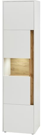 Aktenschrank in weiß und Wotan Eiche Vitrine Büroschrank für Homeoffice und Büro Büromöbel Ordnerschrank Hochschrank 50 x 200 cm Center (Aktenschrank 1)