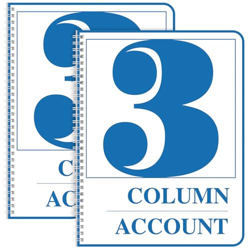 Sayglossy Juego de 2 libros contables de 8.5 x 11 pulgadas, libros columnares, cuaderno de contabilidad, libro de registro columnar para negocios, Wire-O, 100 hojas/juego (3 columnas)