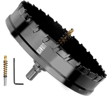 HSAWBIT 110mm Bohrer metall,TCT Hartmetall-Bohrer Schwarz für Löchern in Edelstahl,Eisen,Holz,Kunststoff