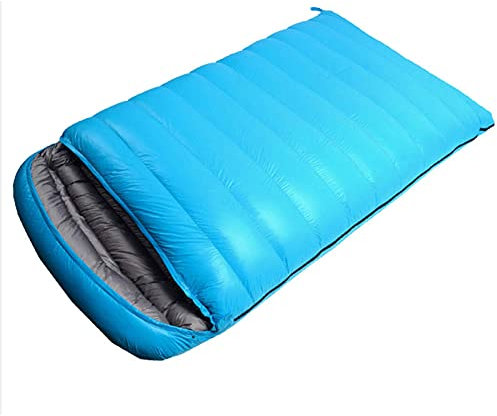 Daunen-Doppelschlafsack, weißer Entendaunen-Umschlag-Schlafsack, wasserdicht und reißfest (Blau)