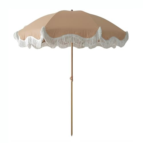 Zhixubah 200cm Sombrilla de Playa de Jardín Parasol Terraza Exterior Sombrillas Terraza Altura Ajustable Brown Sombrilla Jardin Exterior Sombrilla Playa Grande Antiviento para Patio Junto A Piscina