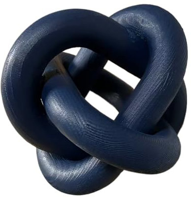 GUDAGUU Wood Knot Decor - Coffee Table Shelf Books Hand Carved Home Decoration Boho Country Rustic Modern Shabby Chic Style, White & Black 3 Link Wooden (Navy Blue)