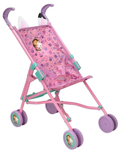 Gabby's Puppenhaus Kinderwagen | Spielzeugpuppen Buggy | Baby Doll Kinderwagen | Kinder Baby Puppe Kinderwagen Spielzeug Regenschirm Falten Kinderwagen | Rollenspiel Spielzeug Puppen Buggy Kinderwagen