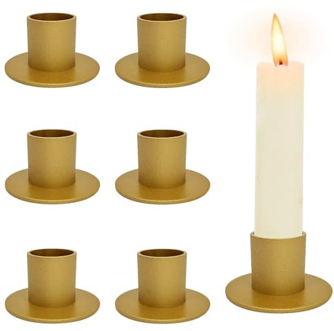 6 Stück Gold Kerzenständer,Retro Candlelight Dinner Kerzenhalter, für Wohn,Esszimmer und Schlafzimmerdekoration Kamindekoration (6 St Gold)