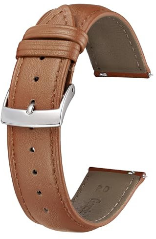BINLUN Leder Uhrenarmband 22mm 21mm 20mm 19mm 18mm 16mm 14mm 12mm Mehrfarbige Uhrenarmbänder für Damen Herren Ersatz Schnellverschluss Lederarmband Uhren Armband(16mm,Hell Braun)