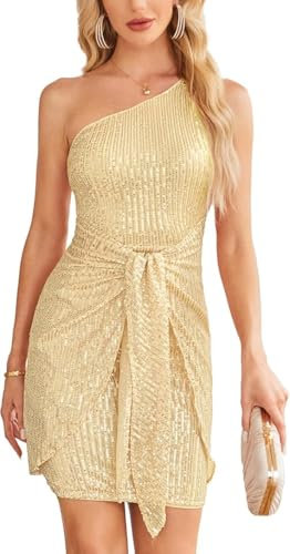 Damen EIN Schluter Vintage Bleistiftkleid Pailletten Partykleid Glitzernd Rockabilly Kleid V-Ausschnitt Cocktail Kleid 2XL Gold CL3064S24-05
