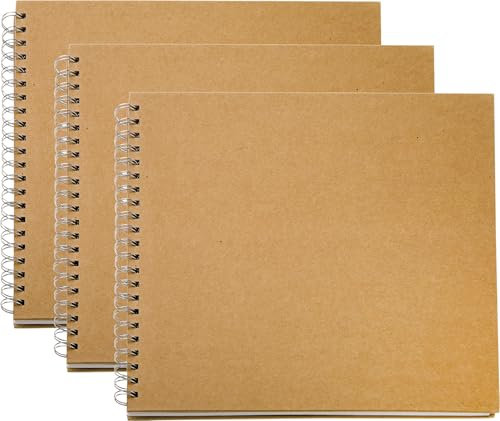 VBS 3er Pack Album KRAFTPAPIER mit weißen Seiten DIY, Scrapbook, Gestalten, Bilder, Einkleben, Sammelalbum, Papier Ringbuch-Album, 30,5x30,5 cm