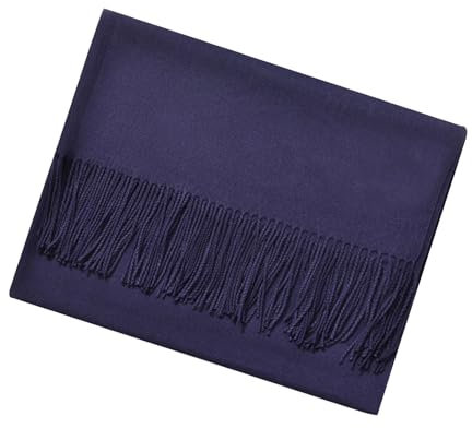 Schal Damen Warm Frühling Herbst Winter unifarben Baumwolle mit quasten, Einfarbig Pashmina Stola Schals Scarf Winterschal (Navy Blau)