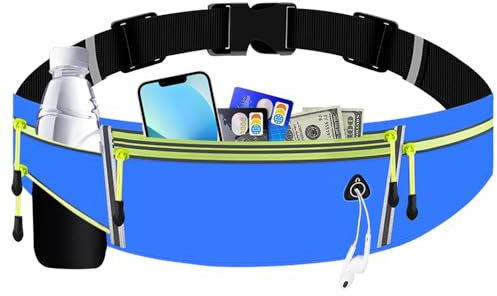 SLTAXAR Ceinture de Course Sacs Bananes de Sport Réglable Etanche Banane Homme Femme Sac Banane de Course à Pied Ceinture de Course Étanche avec Porte Bouteille pour Gym, Jogging, Fitness, Randonnée