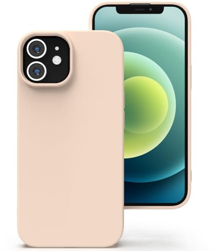 Zuvirelx Silikon Handyhülle für iPhone 12 Mini Hülle, Weiches Griff, Dünne, Minimalistisch, Stoßfest, rutschfest, Taschenpassend - Helles Pink