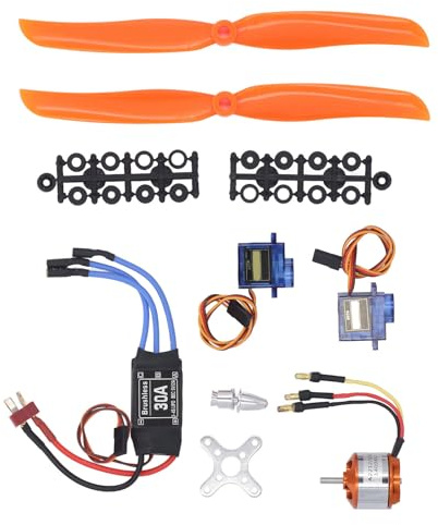 RC Flugzeug Antrieb Komplettset Bürstenloser Motor 1400KV 30A ESC Servo Propeller für Segelflugzeug 2-3S LiPo Kompatibel