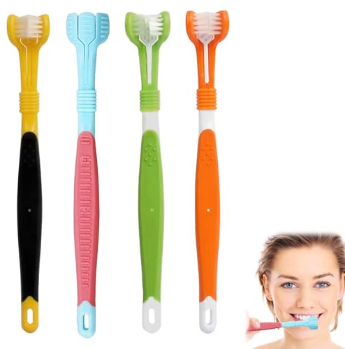4 Pcs 3 Sided Soft Travel Toothbrush - Autism & Kids | Gentle Teeth Gum-Care Deep Cleaning