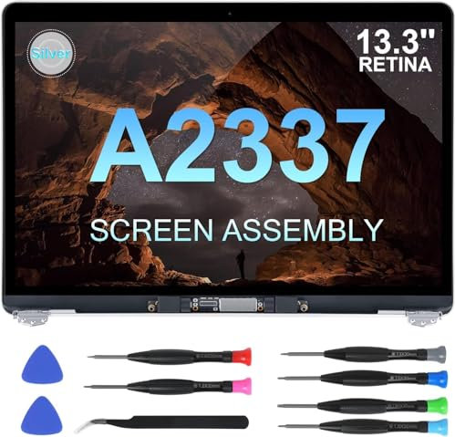 JQYDZH Schermo di ricambio 13,3 pollici per MacBook Air 13 pollici A2337 M1 2020 anno (modello: EMC 3598 MGN93 MGNA3 MGND3 MGNE3 MGN63 MGN73) completo display LCD (argento)