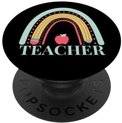 Teacher Rainbow Apple Pencil PopSockets Klebender PopGrip