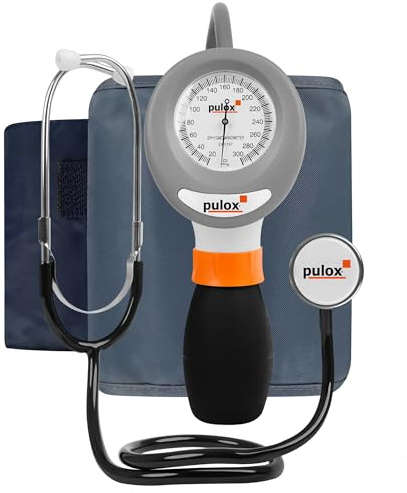 Pulox EazyBP - Manuelles Blutdruckmessgerät für Erwachsene & Kinder mit Stethoskop, 2 Manschetten & Etui