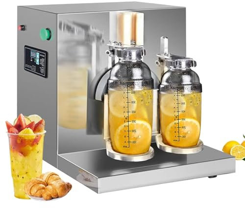 Milkshake Maker Electric Milk Tea Shaker Machine Cocktail & Drink Mixer Stainless Steel Double Frame Automatic Bubble Tea Shaker Machine with Digital Timer 1-120 Seconds