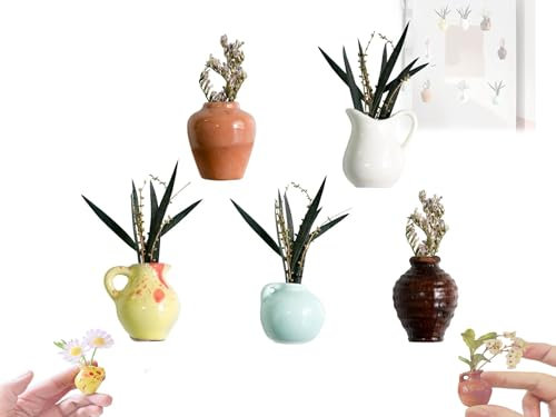 Mini Bud Vases Magnetic, 2025 New Ceramic Vase Refrigerator Magnets, For Fridge Magnets, Kitchen, Office Decoration (5 pcs)