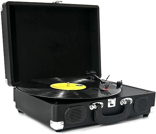IUBGFTO Tocadiscos, Tocadiscos, Tocadiscos de Vinilo con 2 Altavoces incorporados, Reproductor de Vinilo LP portátil de 3 velocidades, Salida RCA, Entrada AUX