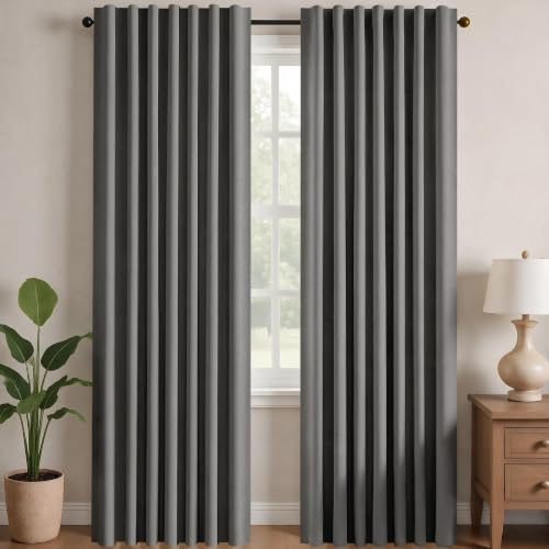 Deconovo Tende Oscuranti per Interni, 2 Pannelli, 140x260 cm, Grigio Chiaro | Termiche Isolanti Caldo e Freddo, Attenuano i Rumori, Moderne ed Eleganti con Passanti Nascosti, per Camera e Soggiorno