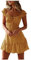 Women's Floral Corset Dress Square Neck Ruffles Sleeve Spaghetti Strap Summer Boho Sundress Casual Flowy Slit Dresses Sexy Bodydon Flower Print Short Dresses for Women (Yellow, XXXL)