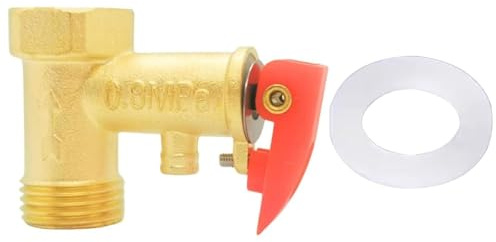 Alriedy 1 Stück Sicherheitsventil 1/2 Zoll – 0,8 MPa Messing Überdruckventil Für Boiler & Heizung | 1/2 IG X 1/2 AG Mit Dichtungen | Rückschlagventil & Druckbegrenzer in Einem | Für Warmwasserbereit