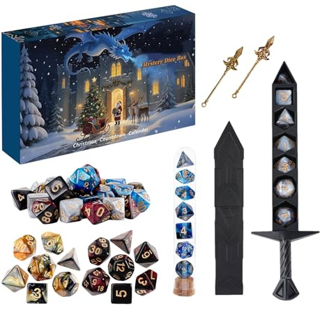 Weihnachten Adventskalender 2025,Mystery Dice Set,Würfel Adventskalender 24 t-age,Überraschung Geschenke Für Dungeons RPG, Rollenspiel Tischspiel
