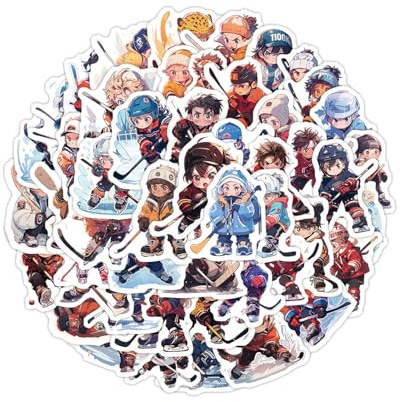 HUVZOR 50 Stück Eishockey -Themenaufkleber, Ice Hockey Stickers, Vinyl Wasserdichte Graffiti Aufkleber für Skateboard Auto Laptop Gitarre, Jugendliche Kinder