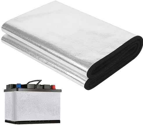 Batterie Isolationsset, 102cm*18cm Autobatterie Schutzhülle, Hitzeschutz & Kälteschutz für Auto-Batterien, Flammhemmende Isolierdecke für Auto Marine ATV Motorrad Rasenmäher Anhänger (1 Stück)