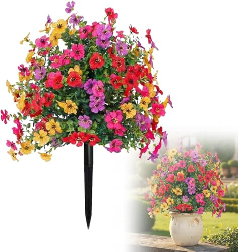 Artificial Flowers Outdoor with Ground Stake for Garden, Patio, Planters & Porch, Realistic Decorative Flowers for Indoor & Outdoor Home Décor 22 (56cm) (Multicoloured)