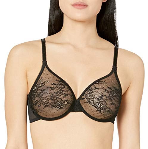 Gossard Women's Glossies Lace Sheer Bra Molded, Black (Black), 38DD