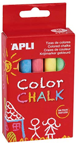 APLI 14574, Gessetti rotondi Ø 9 x 80 mm, Colori Assortiti, Confezione da 10 Pezzi