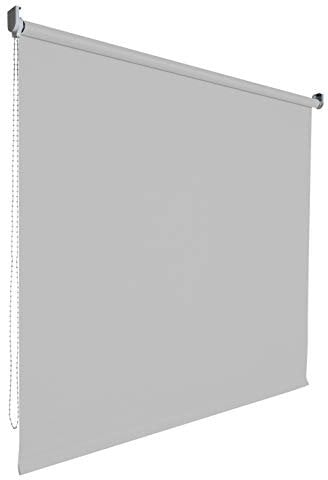 Verdunkelungsrollo Rollo Vorhang Fenster Kettenzugrollo Seitenzugrollo viele Farben Breite 60-200 cm Höhe 180 cm Stoff lichtundurchlässig verdunkelnd Metall Halter (Größe 190 x 180 cm Farbe Hellgrau)