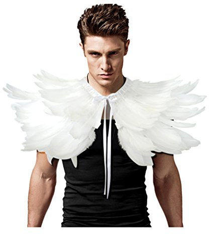 keland Gothic Feder Umhang Schal Capelet Poncho Kragen Schultertuch Epauletten Halloween Cosplay Kostüm(Weiß)