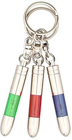 Futheda 3 schlüsselanhänger conical-Shape Anti statische Eliminator Discharger Auto High Voltage Statische Discharger Schlüsselanhänger Silber Ton (Fuchsia, Blau und Grün)